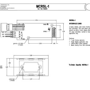 MCRSL-1 | Interface Card MICRO COMM display directly to Otis 411 Controller