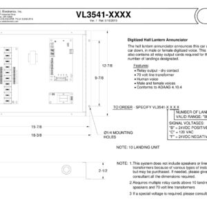 VL3541-XXXX | DIGITIZED HALL LANTERN ANNUNCIATOR